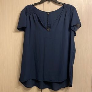 Milano | Women’s Blue Short Sleeve V-Neck Blouse- XL